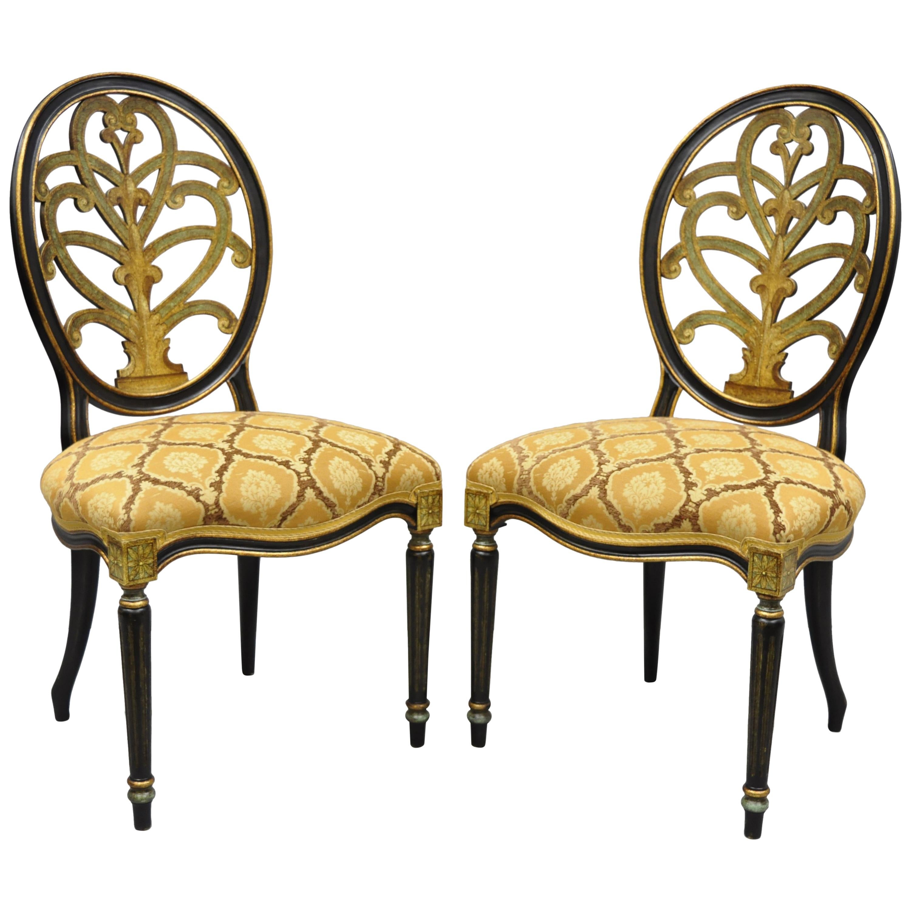 Galimberti Lino Italian Regency Hepplewhite Adams Style Pointed Side Chairs Pair
