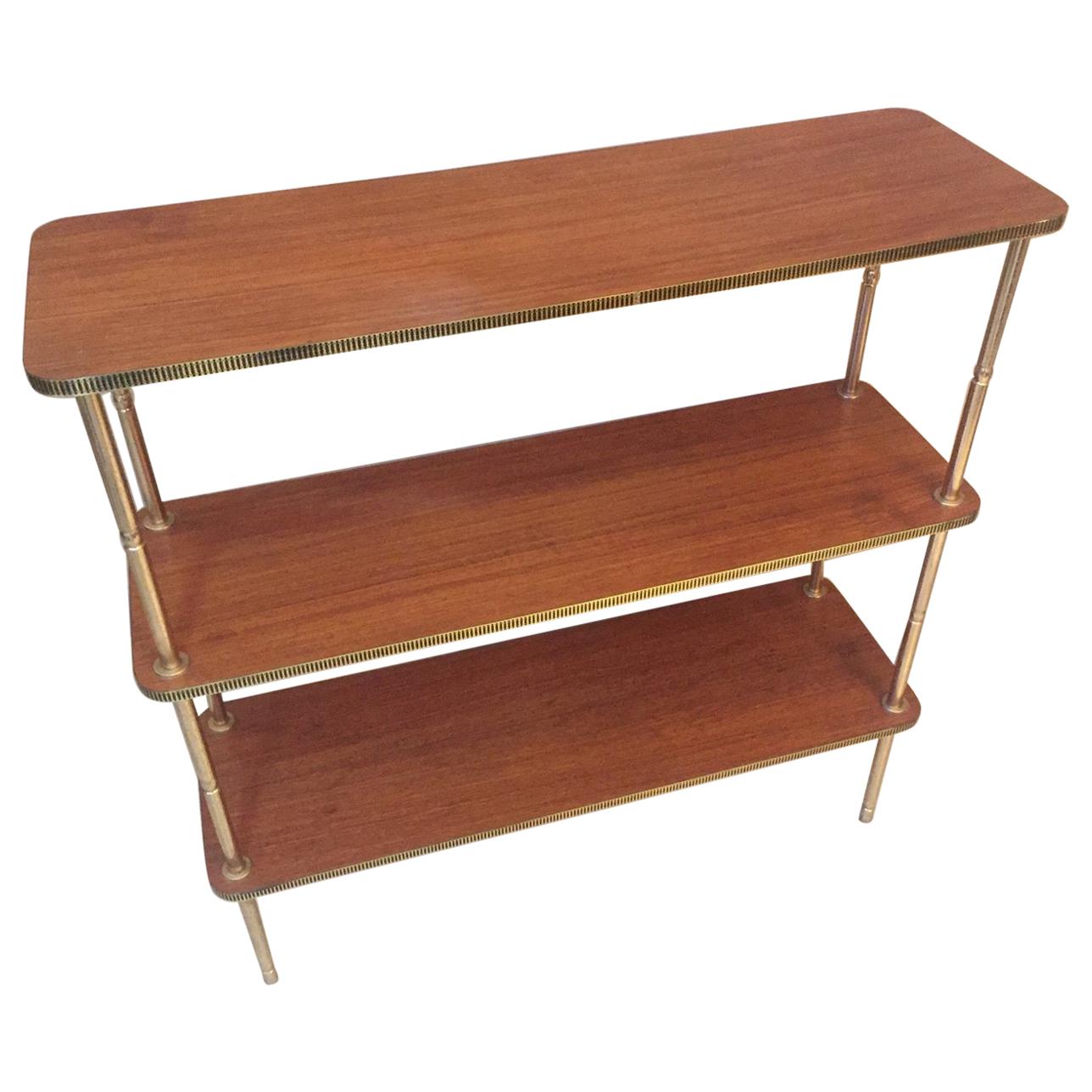 20th Century, Gilted Brass and Rosewood Shelf, 1950s