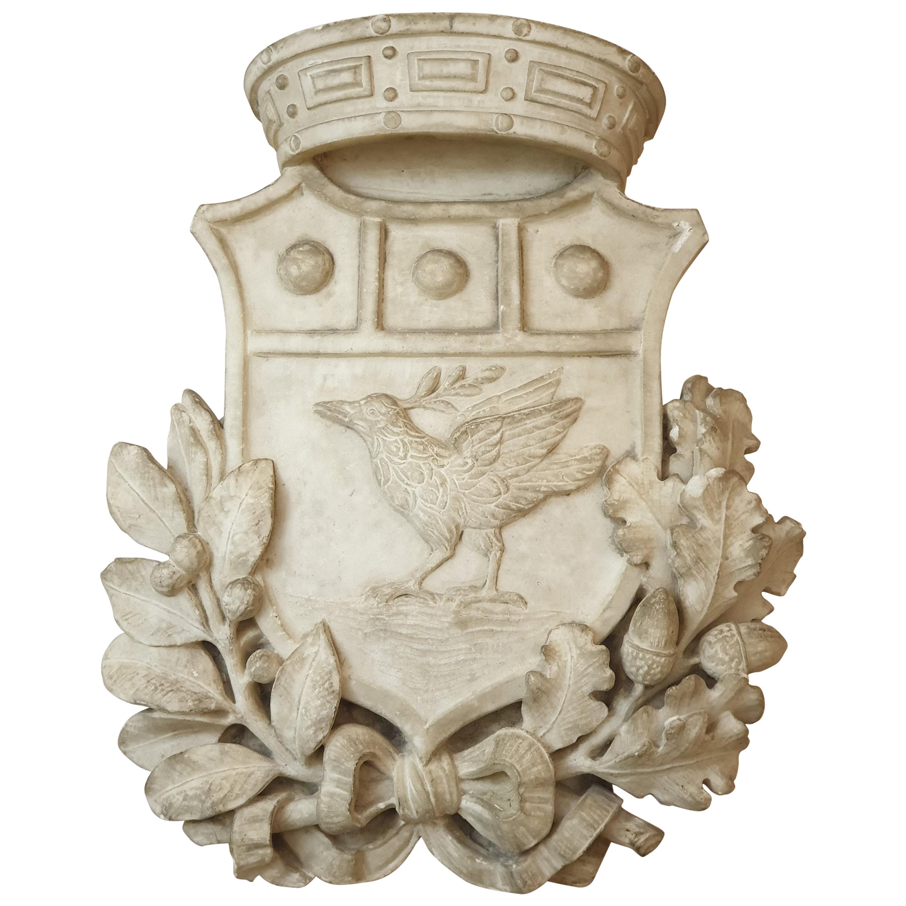19th Century White Marble Coat of Arms, 1800s
