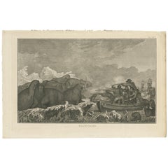 Antique Print of Shooting Walruses by Cook, 1803