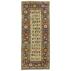 Antique Caucasian Kuba Small Runner, Ivory Ground