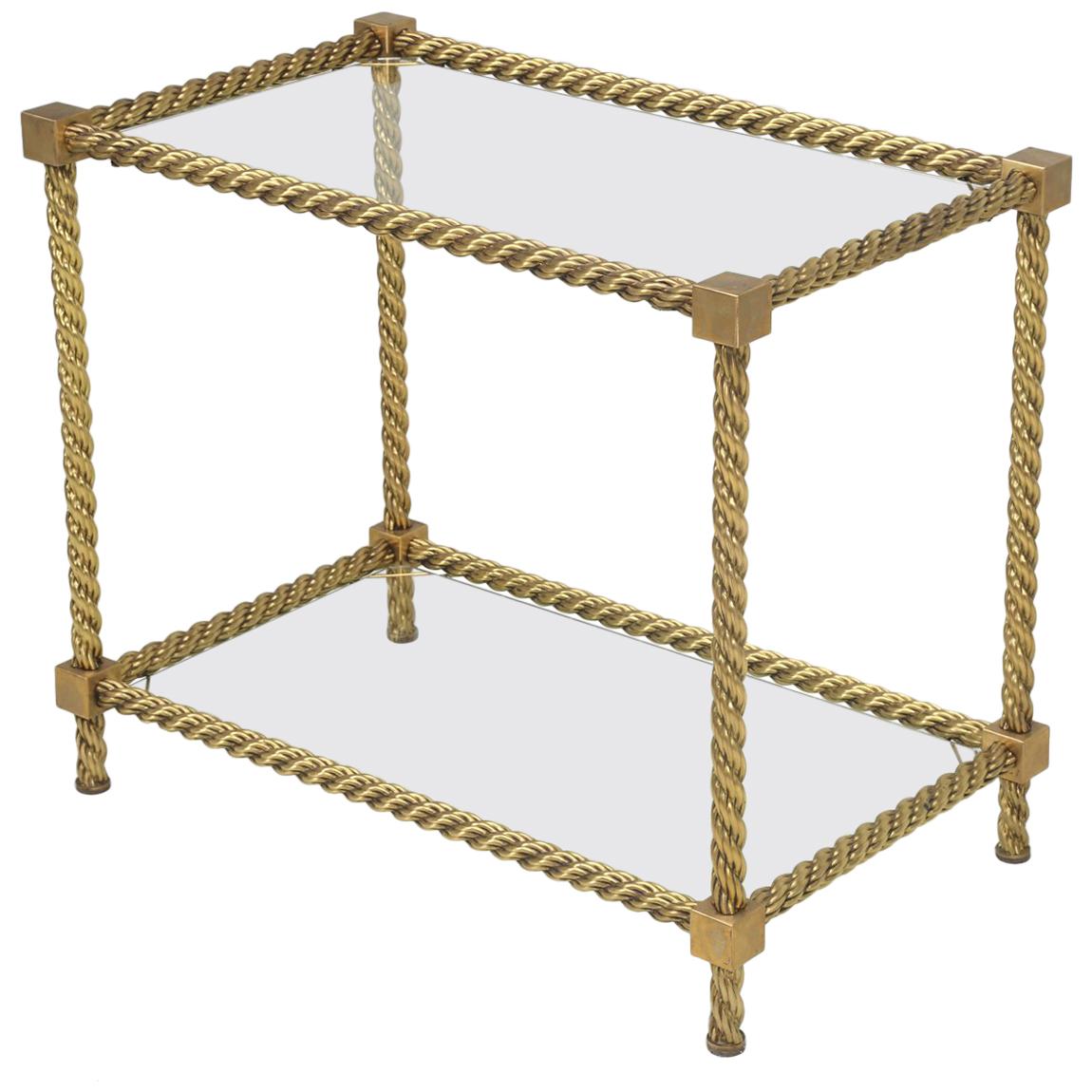 French MidCentury Modern, Twisted Brass Rope End Table at 1stDibs