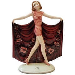 Vintage Goldscheider Lorenzl Josef Austria Art Deco Dancer Ceramic, 1930s