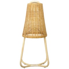 French Design Rattan and Wicker Large Table Lamp