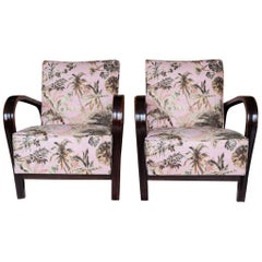 Pair of 1940s Czech Art Deco Halabala Armchairs