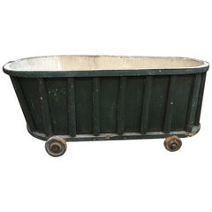 Used 19th Century French Bath Tub Covered with Green Painted Wood Panel, 1890s