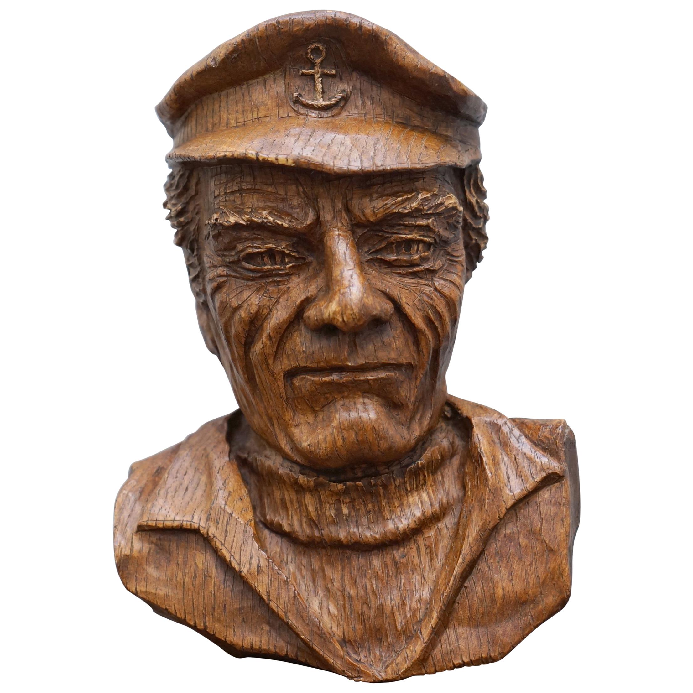 Holz geschnitzt Stil Gesicht eines alten Fischer sieht aus wie Captains Vogelperspektive Nizza