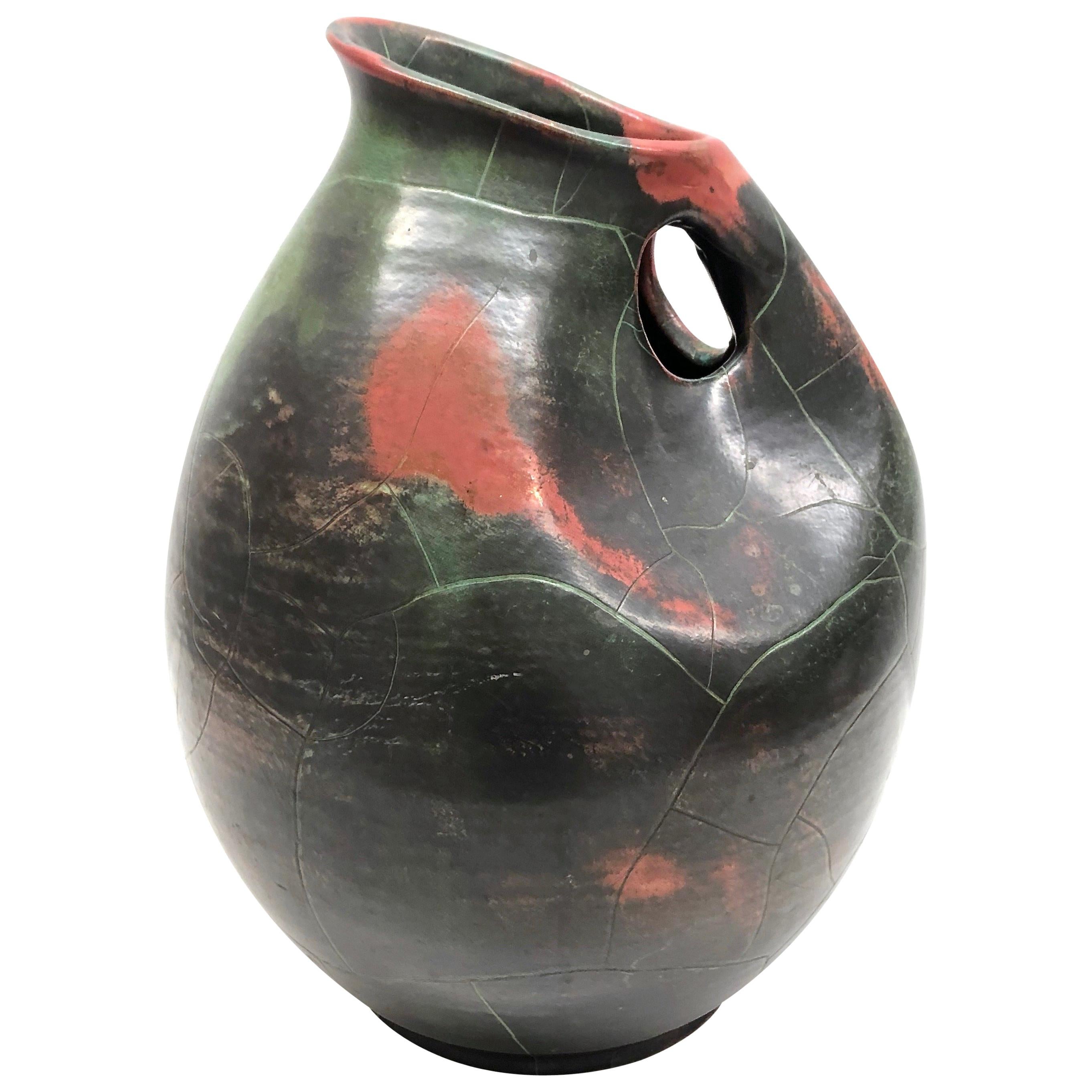 Mid-Century Modern Handmade Keramik Steingut Krug Vase, 1950er Jahre