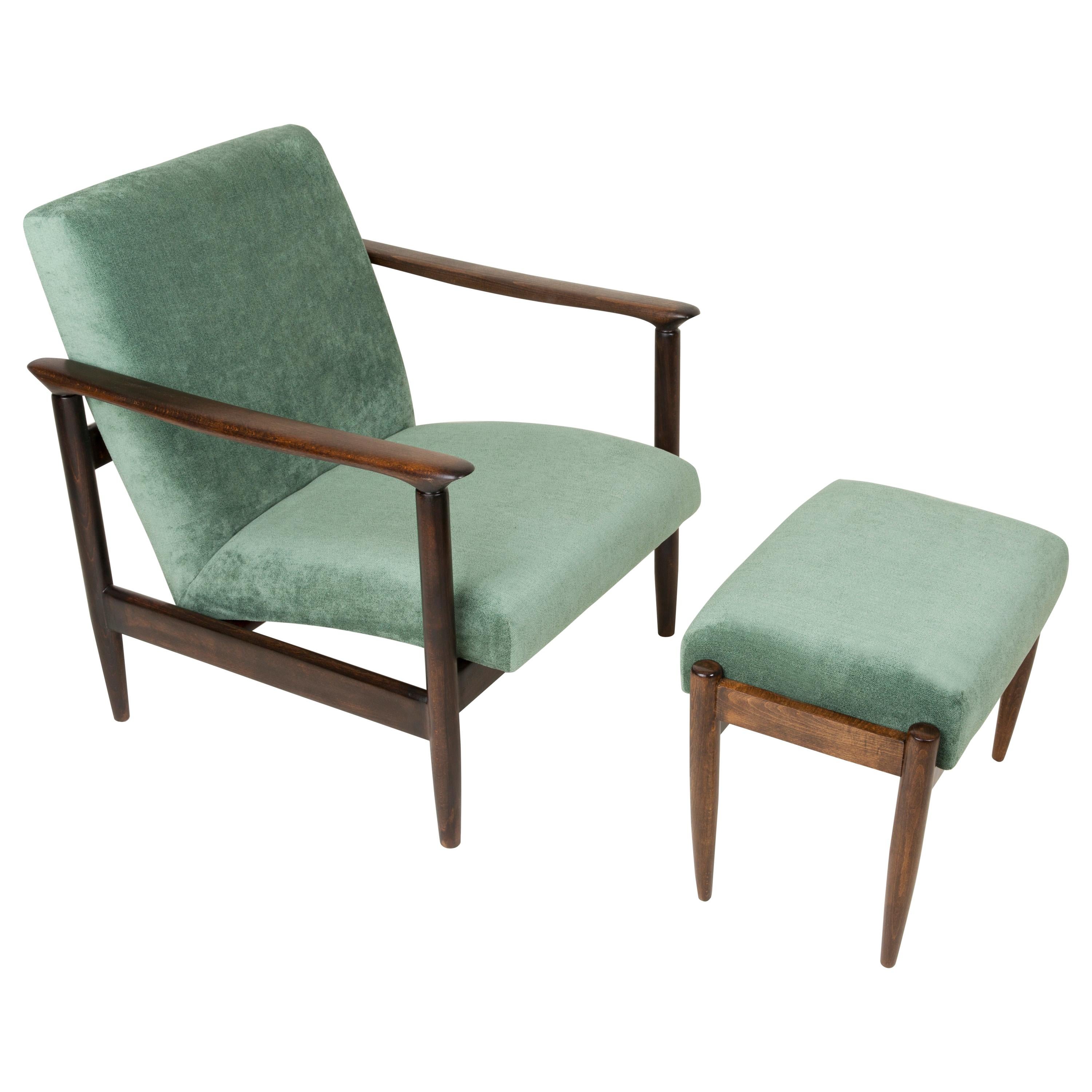 Green Apple Armchair and Stool, Edmund Homa, GFM-142, 1960s, Poland