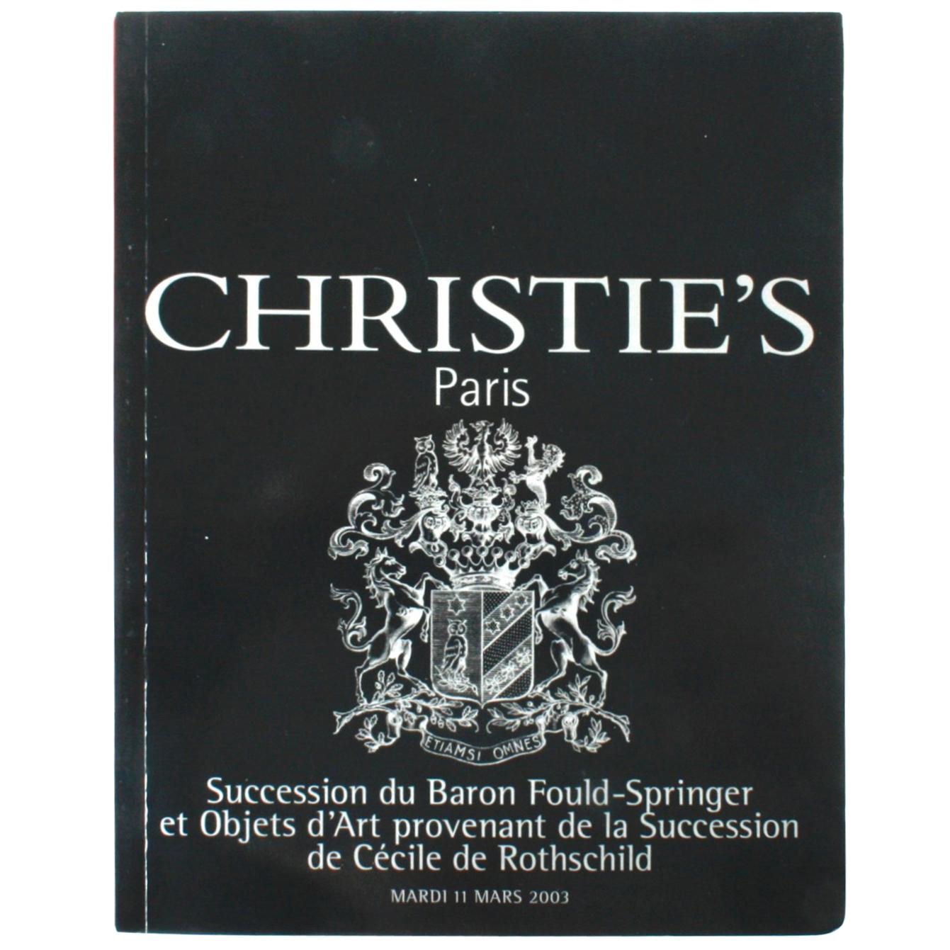 Christie's: Succession Baron Fould-Springer, Succession De Cecile De Rothschild