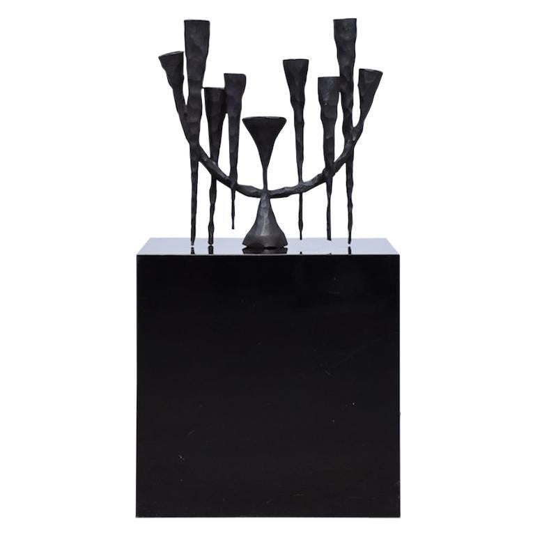 9-Arm Brutalism Candleholder, 1960s For Sale