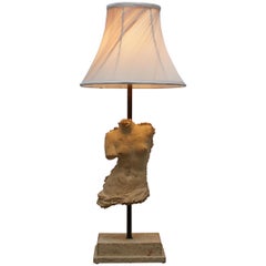 Stamped Atelier Michel Cayla Stone Torso Bust of Male Converted into Table Lamp