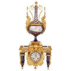 Antique Louis XVI Style Gilt Bronze Mounted Porcelain Clock by Sévin and Barbedienne