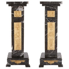 Two Art Deco Black Marble and Gilt Bronze Stands