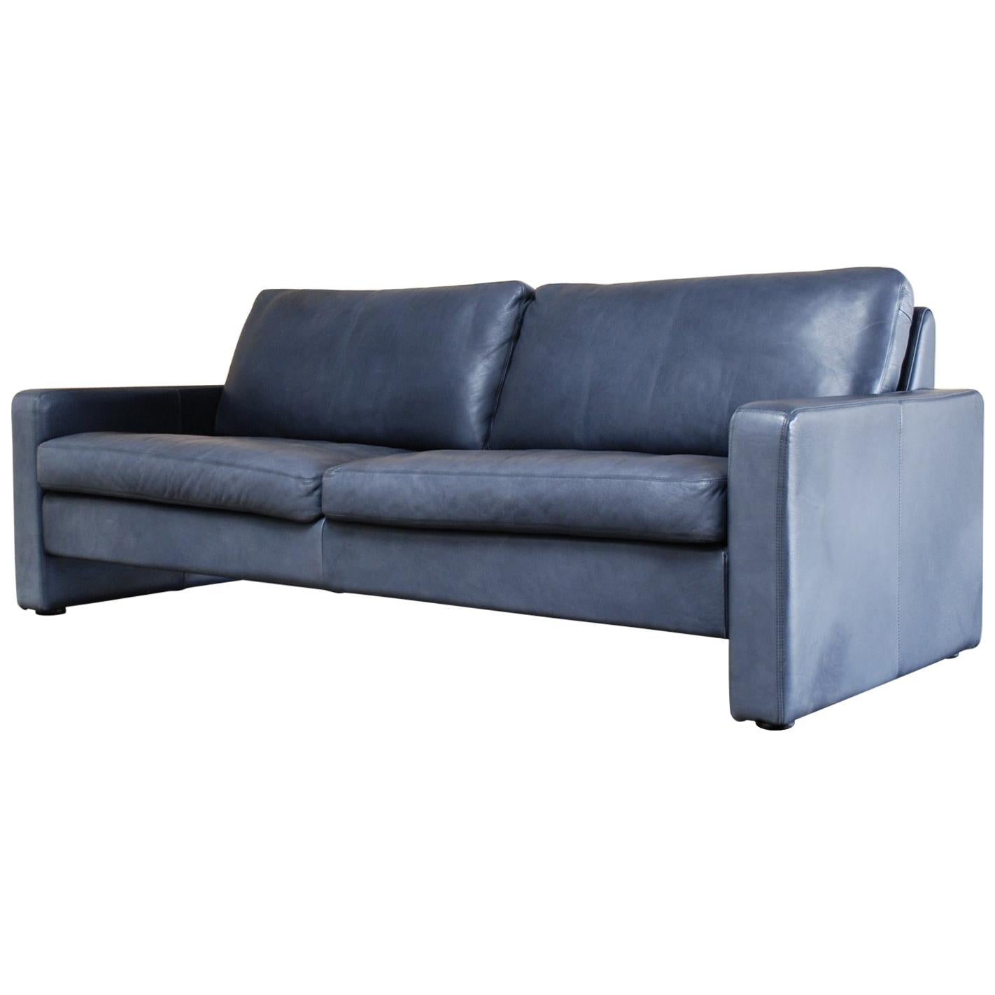 COR Conseta Blue Leather Sofa For Sale