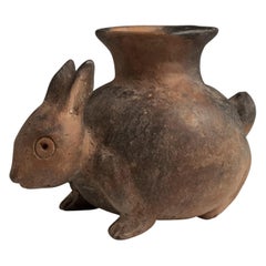 Vintage Folk Art Earthenware Rabbit Vessel, West Mexico