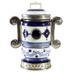 Ceramic and White Metal 'Alpaca' Pharmacy Jar