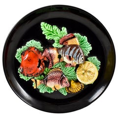 Vallauris French MCM Provençal Palissy Trompe L’oeil Seafood & Lemon Wall Plate