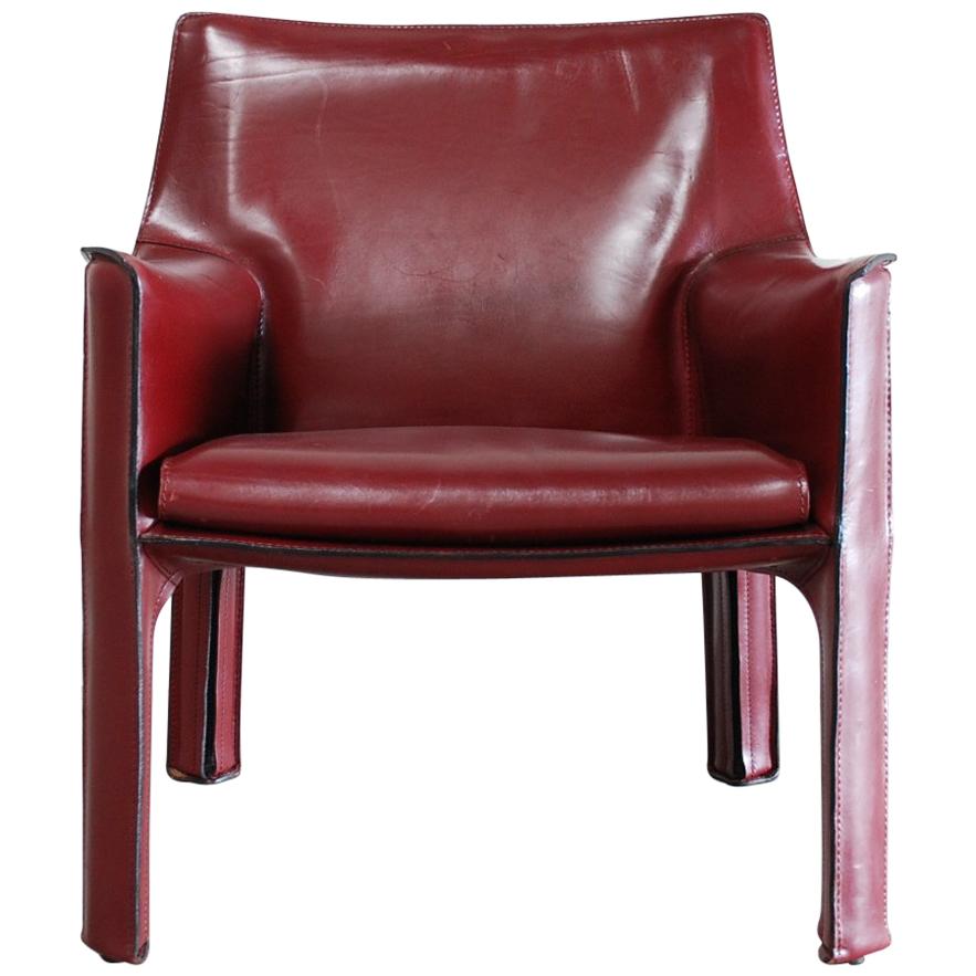 Cassina Cab 414 Leather Lounge Chair Armchair Bordeaux