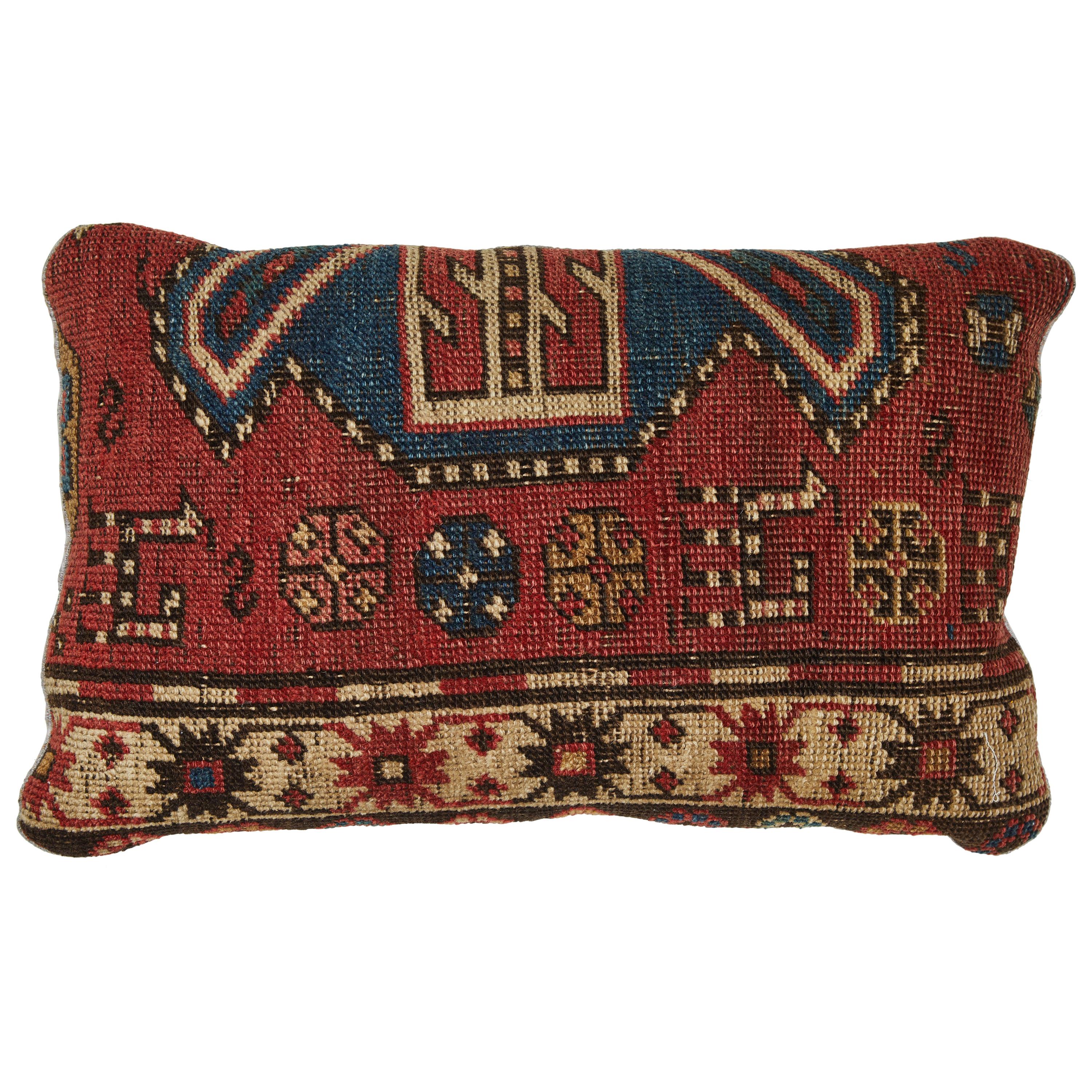 Antique Kazak Carpet Pillow For Sale