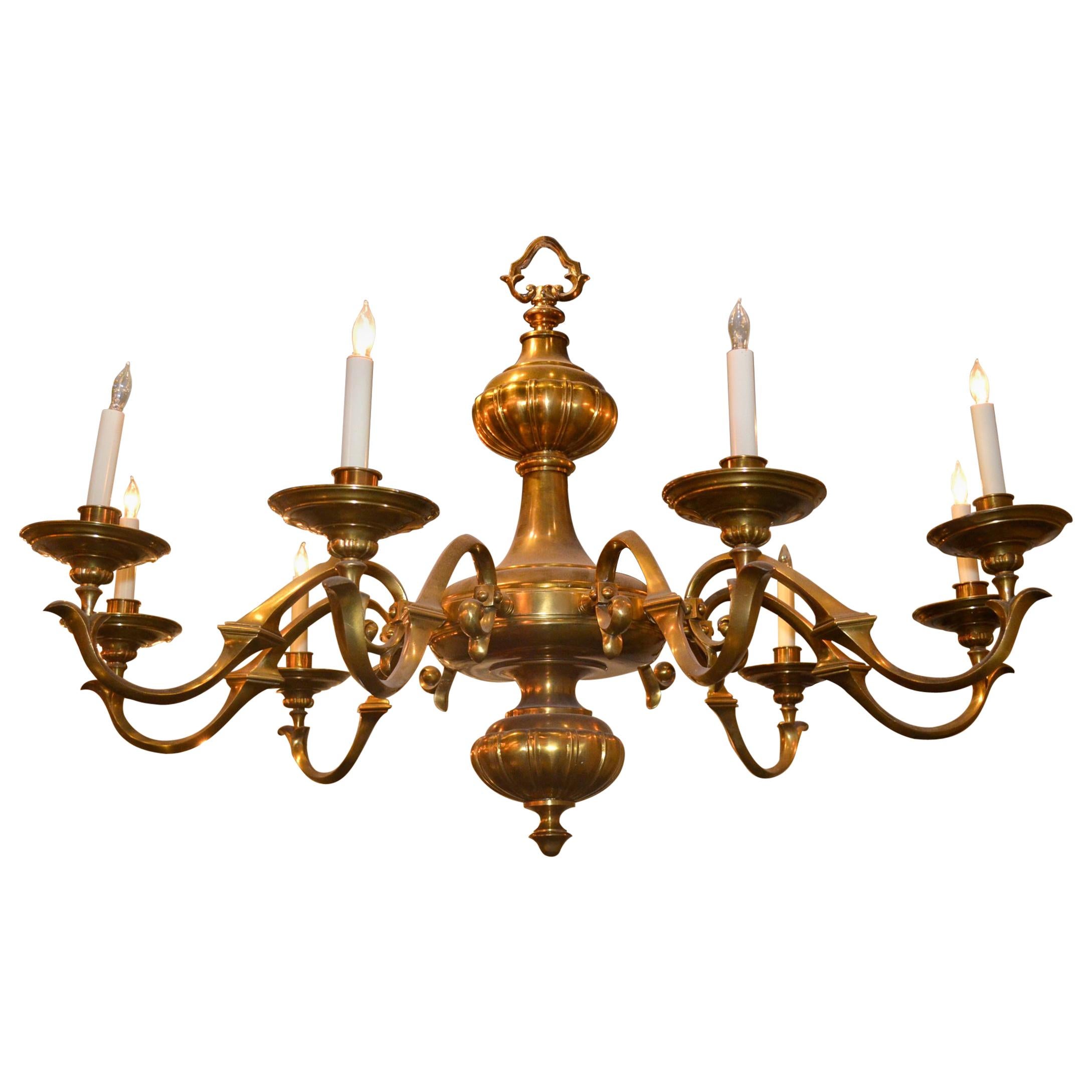 English Bronze 9-Light Chandelier