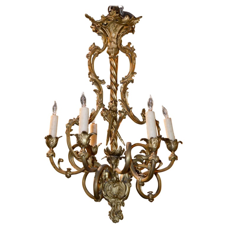 19th Century French Heavy Cast Bronze Chandelier at 1stDibs