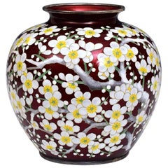 Vase japonais en argent cloisonné par Ando Jubei Période Meiji