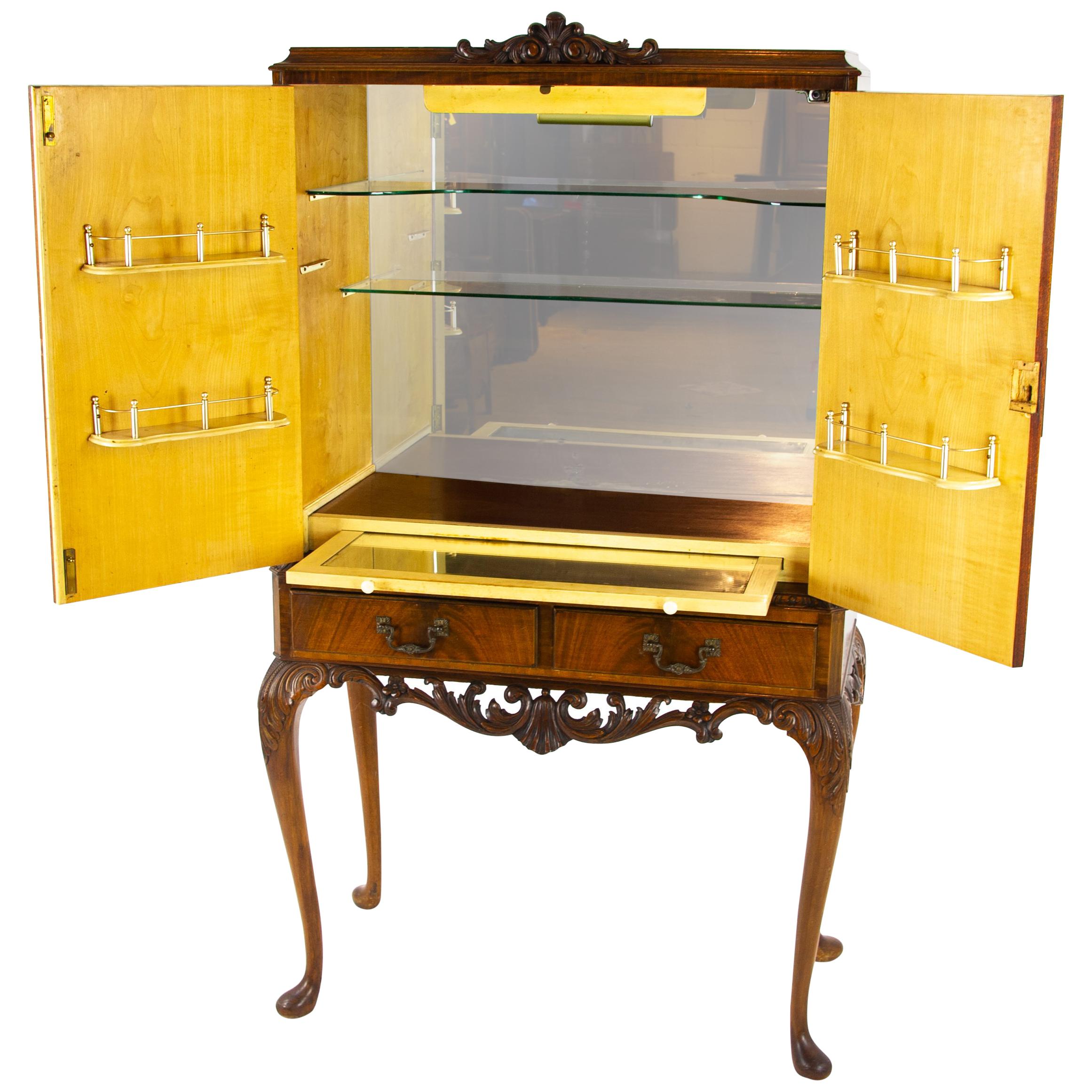 Antique Drinks Cabinet, Vintage Cocktail Cabinet, Queen Anne Cabinet