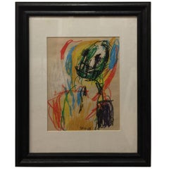Sin Titulo (ohne Titel), Buntstift auf Papier von Asger Jorn