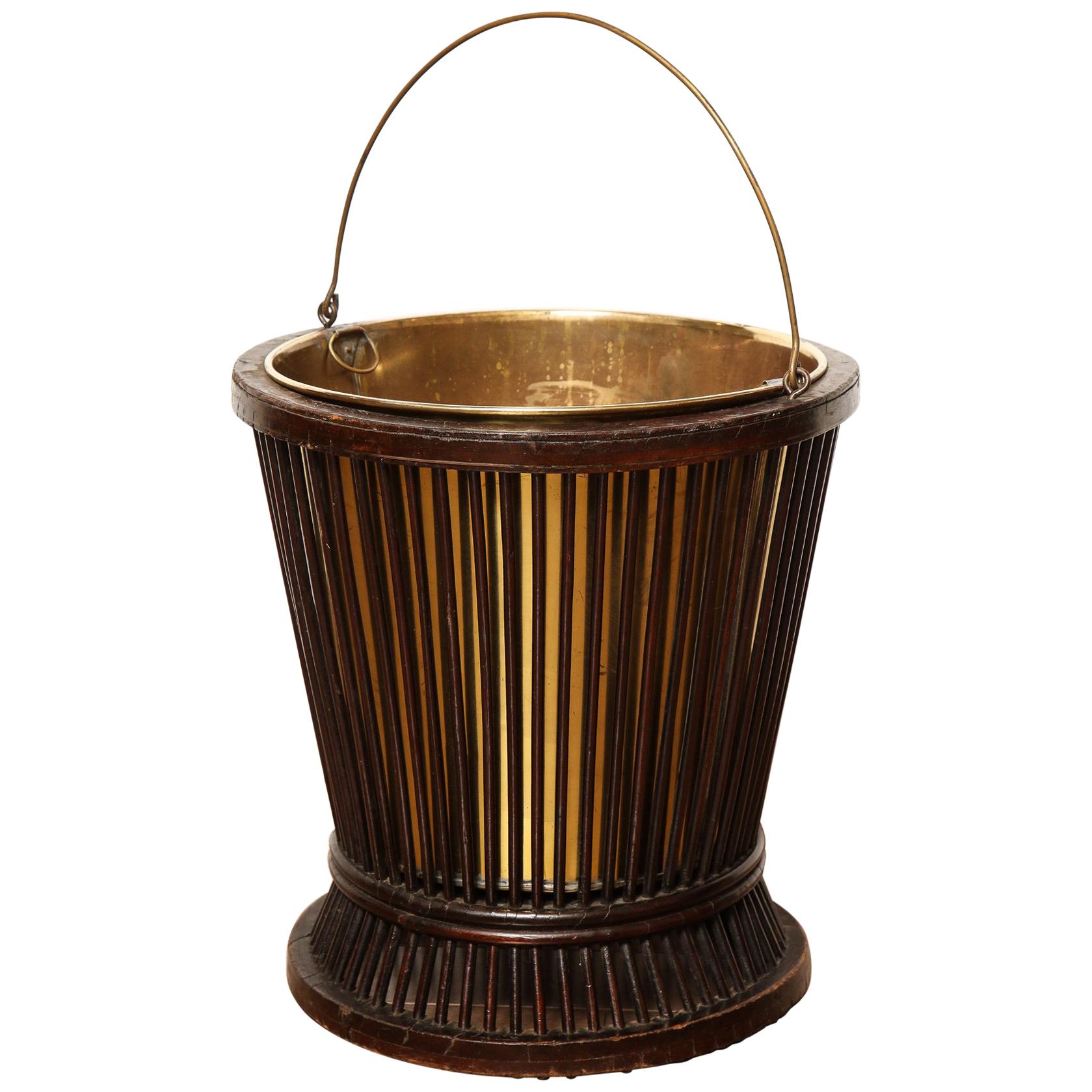 19th Century Mahogany and Brass, Waste Paper Basket