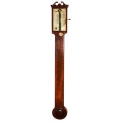 Antique George III Mahogany Stick Barometer by Henry Shuttleworth, London