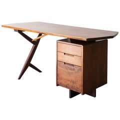 Conoid Cross-Legged Desk in Walnut and Hickory by George Nakashima, 1963