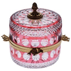 Jewerly Red Crystal Box with Bronze recovered 22-Carat Gold