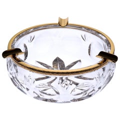 Clear Crystal Ashtray with Bronze Covered 22-Carat Gold, Oriental-Style