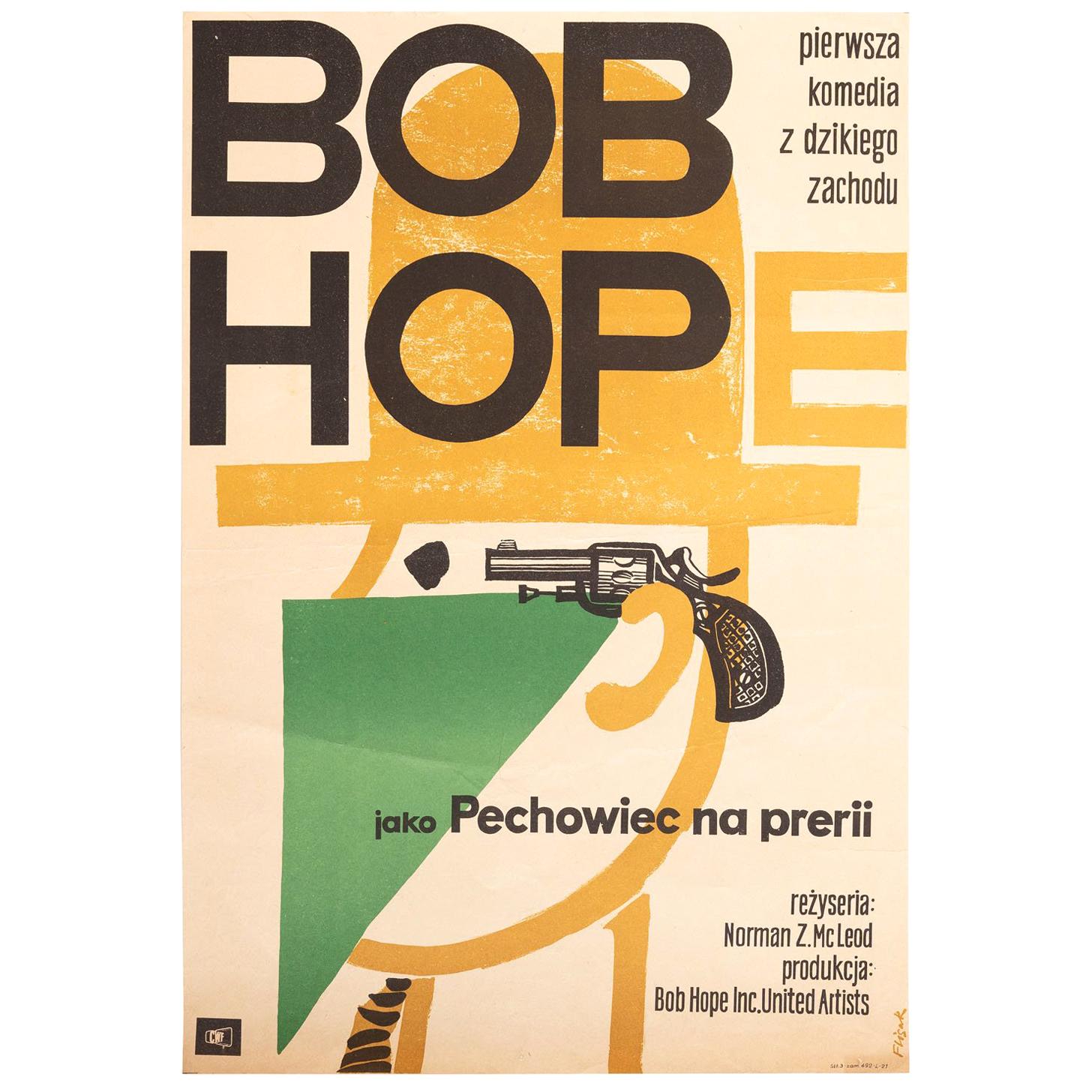 Vintage Polish Bob Hope Poster by Jerzy Flisak for CWF, 1963 For Sale