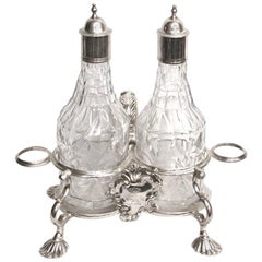 Samuel Wood George 11 Silver and Cut Glass Oil and Vinegar Cruet Stand, 1751