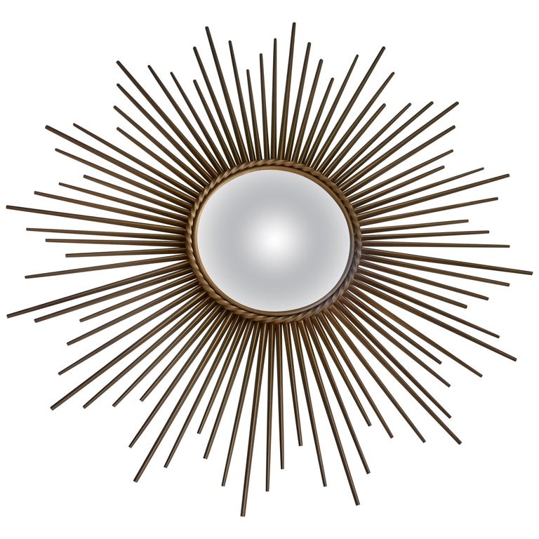 Large Concave Chaty Vallauris Sunburst Mirror For Sale