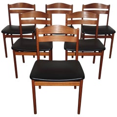 Set of 6 Scandinavian Boltinge Mobelfabrik Dining Chairs Teck, Denmark, 1960s