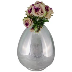 20th Century Art Deco Silver Egg Flower Vase Italy, 1930s