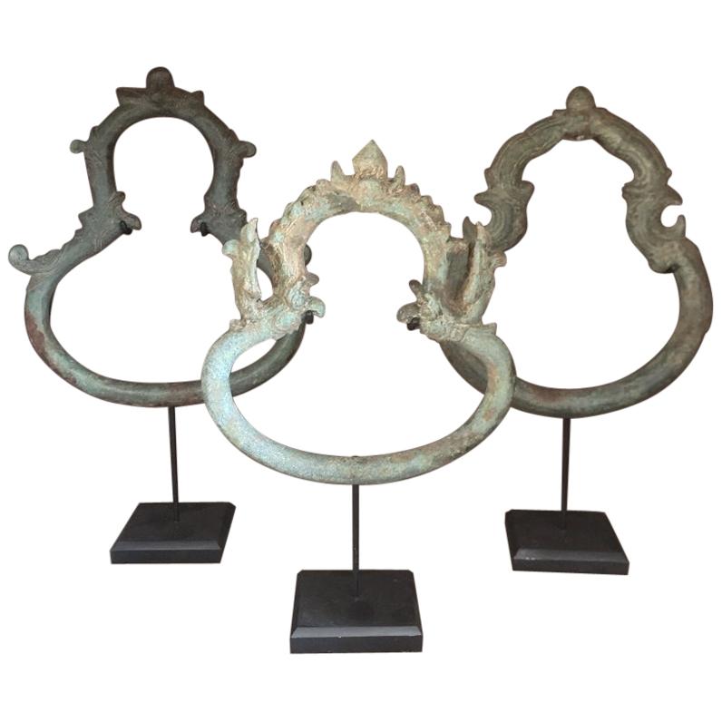 Set of 3 Khmer Bronze Palanquin
