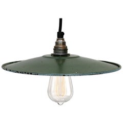 Dark Green Enamel French Vintage Industrial Pendant Light