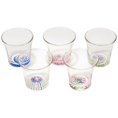 Set Antique English Millefiori Shot Glasses, 19th-20th Century