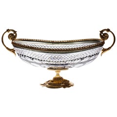 Clear Cristal Jardinière with Bronze Covered 22-Carat Gold, Oriental Style