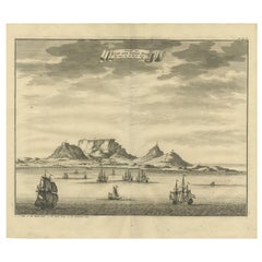 Antique Print with a View of the Cape of Good Hope by Valentijn '1726'