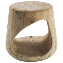 Cavity Stool in Solid Natural Cedar Wood