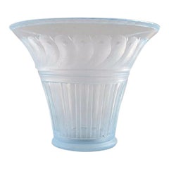 Simon Gate for Orrefors, Art Deco Vase in Satin-Cut Light Blue Art Glass, 1927