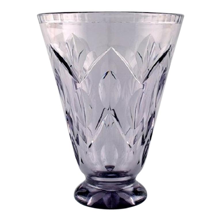 Simon Gate for Orrefors, Art Deco Vase Satin-Cut Light Purple Artificial Glass