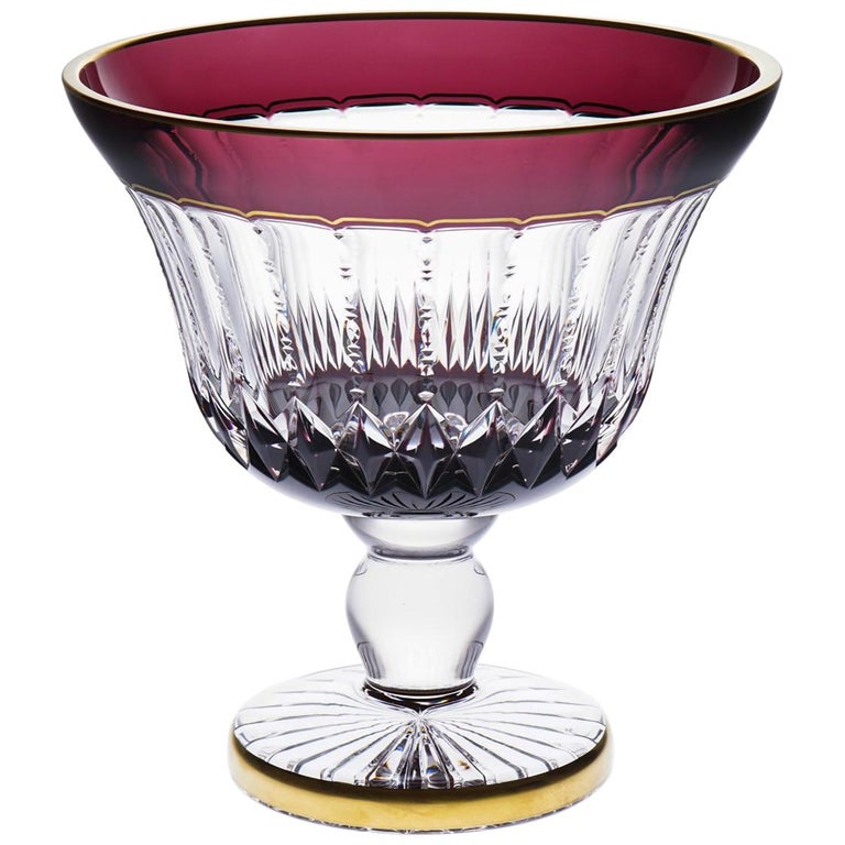 Colored Crystal Vase with Gold Painting 22Carat Gold For Sale at 1stDibs