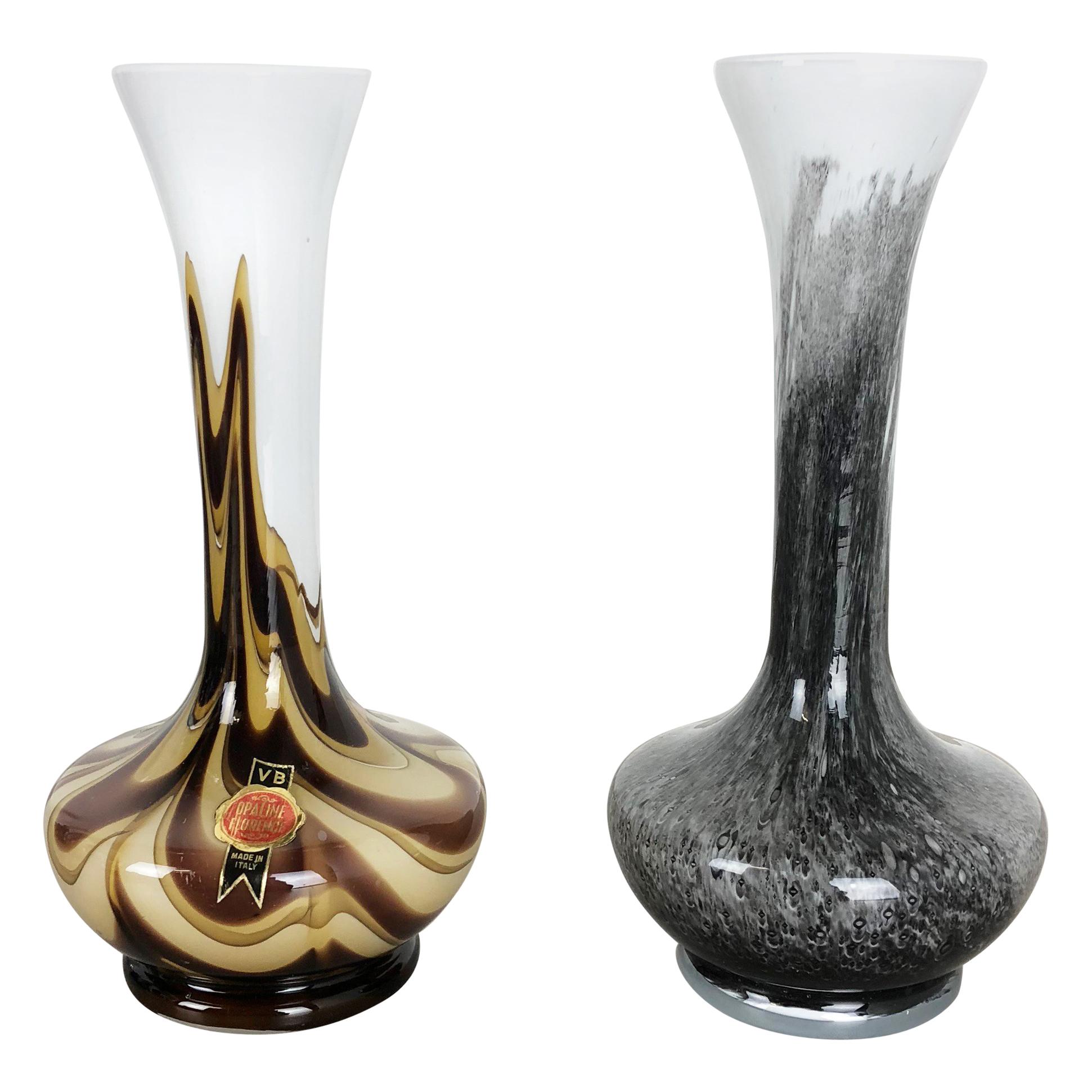 Set of 2 Vintage Pop Art Opaline Florence Vase Design, Italy, 1970s For Sale