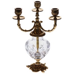 Clear Crystal Chandelier with Bronze Covered 22-Carat Gold